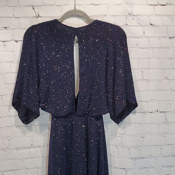 ASOS navy blue glitter plunge dress - Picture 7 of 12